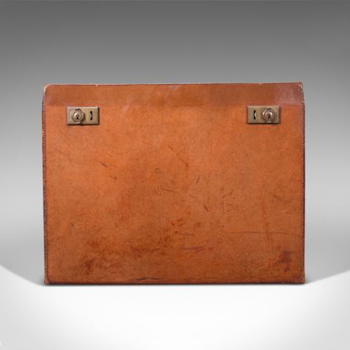 fig 2. Antique Folio Case, English, Leather, Record Producer's Attache Briefcase, 1920