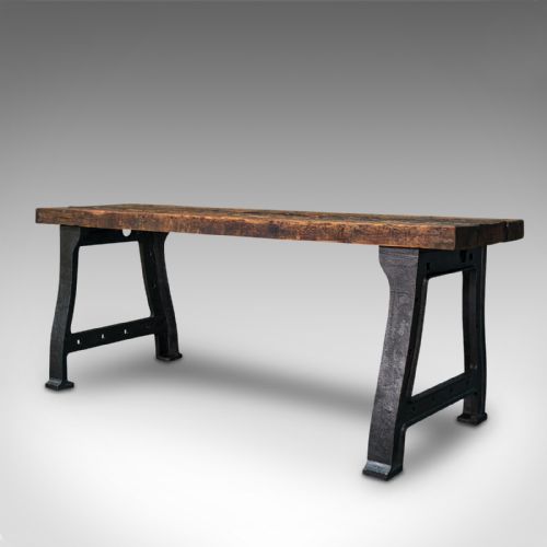 ANTIQUE FOUNDRY TABLE ENGLISH PINE IRON HEAVY INDUSTRIAL TASTE VICTORIAN - ADDITIONAL PHOTO 4