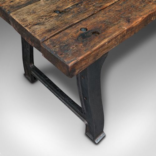 ANTIQUE FOUNDRY TABLE ENGLISH PINE IRON HEAVY INDUSTRIAL TASTE VICTORIAN - ADDITIONAL PHOTO 7