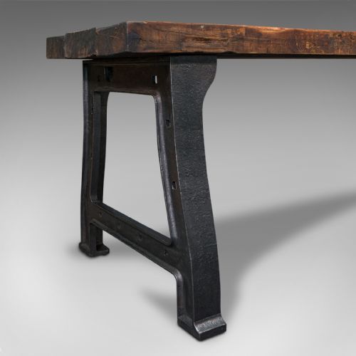 ANTIQUE FOUNDRY TABLE ENGLISH PINE IRON HEAVY INDUSTRIAL TASTE VICTORIAN - ADDITIONAL PHOTO 10