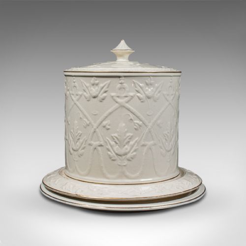 Antique Stilton Dome, English, Ceramic, Cheese Keeper, Cracker Plate, Victorian