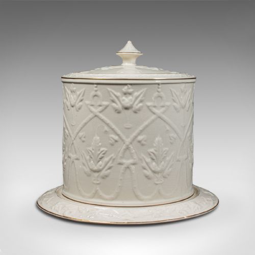 fig 2. Antique Stilton Dome, English, Ceramic, Cheese Keeper, Cracker Plate, Victorian