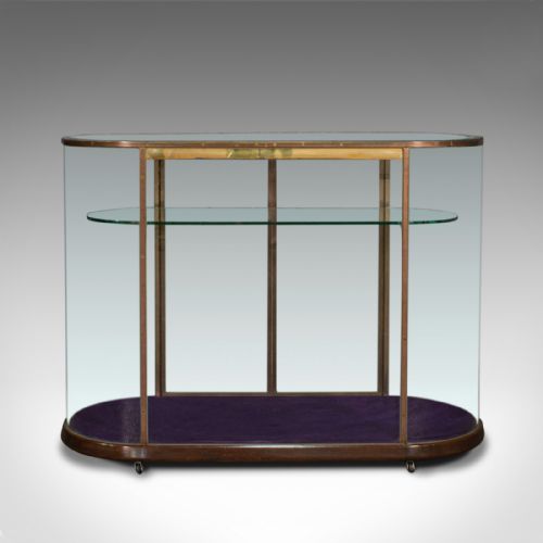 fig 1. Large Antique Glazed Display Cabinet, English, Bronze, Shop, Showcase, Edwardian