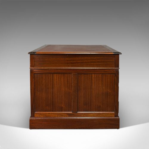fig 3. Antique Partner's Desk, English, Mahogany, Leather, Writing Table, Edwardian