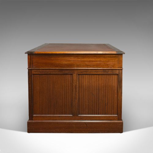 fig 4. Antique Partner's Desk, English, Mahogany, Leather, Writing Table, Edwardian