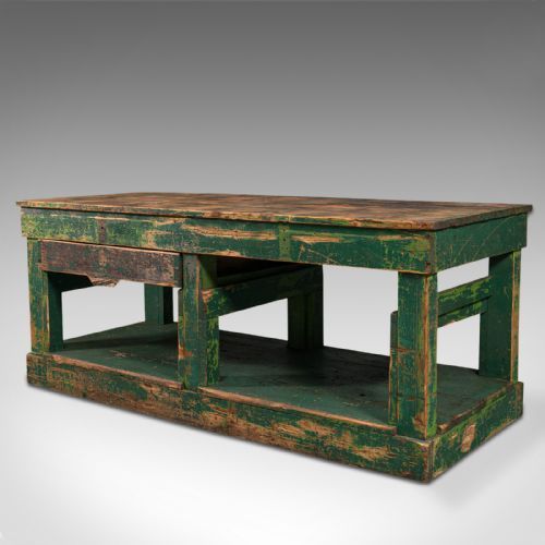 fig 2. Large Antique Factory Work Table, English, Pine, Industrial, Mill, Victorian