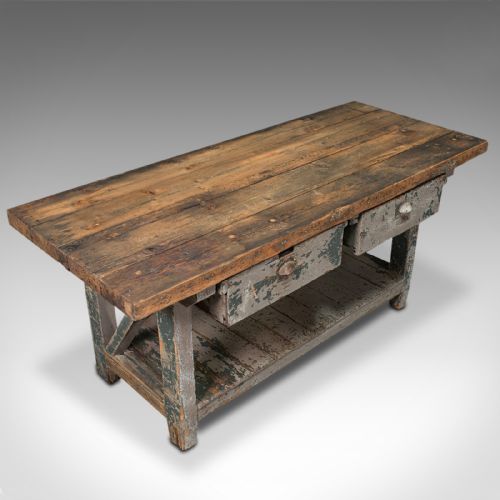 fig 4. Large Antique Silversmith's Bench, English, Pine, Craftsman's Table, Victorian