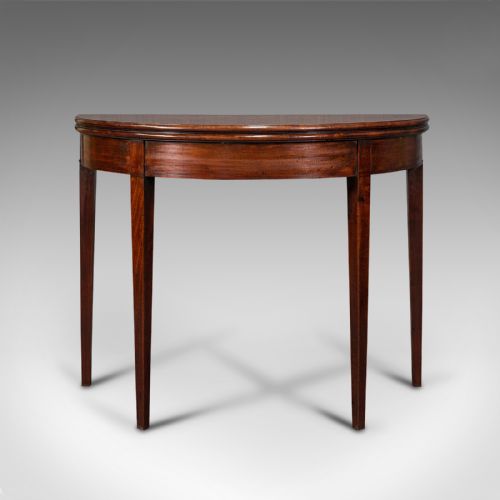 fig 2. Antique Folding Tea Table, English, Mahogany, Side, Demi Lune, Georgian, C.1800