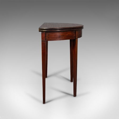 fig 3. Antique Folding Tea Table, English, Mahogany, Side, Demi Lune, Georgian, C.1800