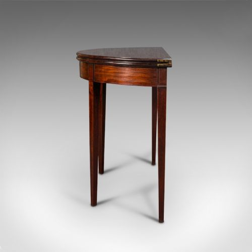 fig 4. Antique Folding Tea Table, English, Mahogany, Side, Demi Lune, Georgian, C.1800