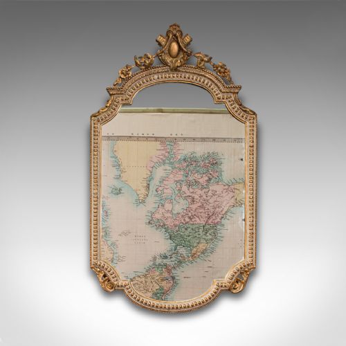 fig 1. Antique Gesso Wall Mirror, Italian, Giltwood, Glass, Shield, Victorian, C.1900