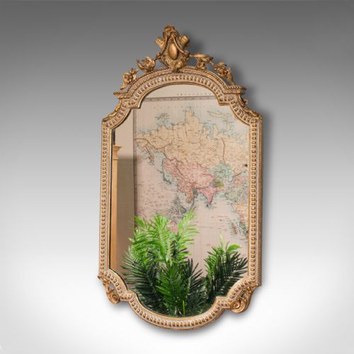 fig 2. Antique Gesso Wall Mirror, Italian, Giltwood, Glass, Shield, Victorian, C.1900