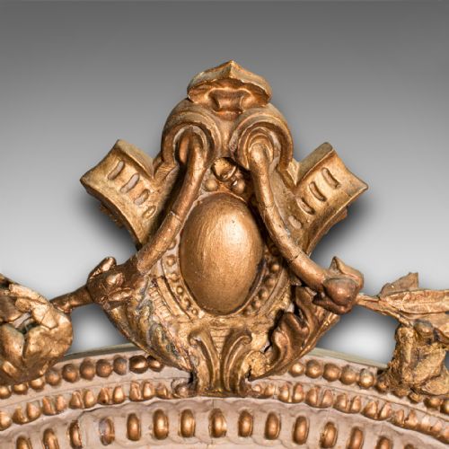 fig 3. Antique Gesso Wall Mirror, Italian, Giltwood, Glass, Shield, Victorian, C.1900