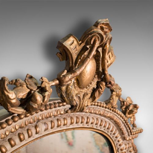 fig 4. Antique Gesso Wall Mirror, Italian, Giltwood, Glass, Shield, Victorian, C.1900