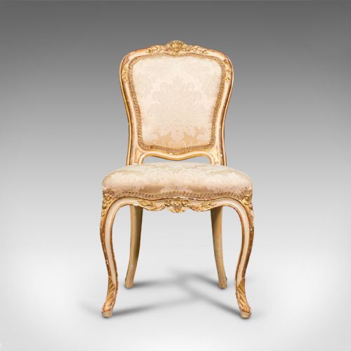 fig 1. Antique Boudoir Chair, French, Giltwood, Bedroom Dressing Seat, Victorian, 1900