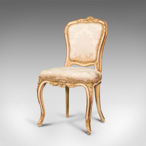 fig 2. Antique Boudoir Chair, French, Giltwood, Bedroom Dressing Seat, Victorian, 1900