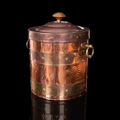 fig 2. Antique Fireside Bin, English, Copper, Brass, Decorative, Scuttle, Edwardian