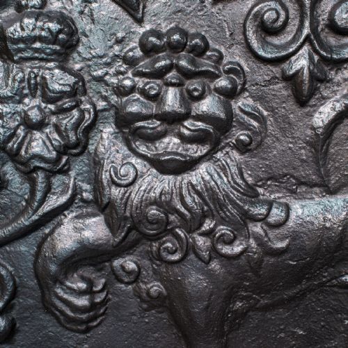 fig 4. Antique Fire Back, English, Cast Iron, Decorative, Fireplace, Victorian, C.1900