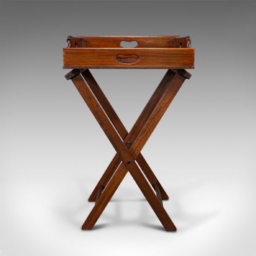 fig 1. Antique Butler's Stand, English, Mahogany, Serving Tray, Rest, Victorian, C.1900