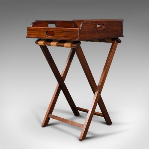 fig 2. Antique Butler's Stand, English, Mahogany, Serving Tray, Rest, Victorian, C.1900