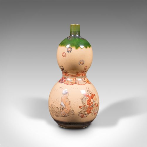 Antique Gerbera Vase, Japanese, Ceramic, Single Stem, Flower, Meiji Period, 1900