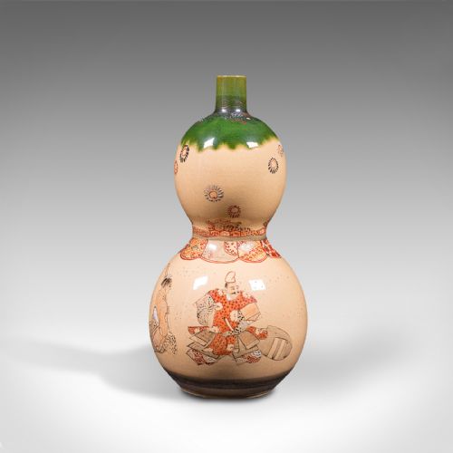 fig 1. Antique Gerbera Vase, Japanese, Ceramic, Single Stem, Flower, Meiji Period, 1900