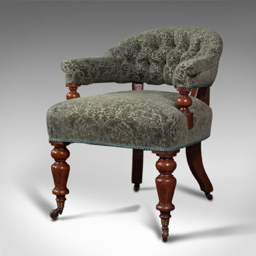 fig 2. Antique Tub Arm Chair, English, Elbow, Boudoir Seat, Fireside, Victorian, C.1860