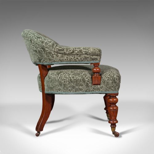 fig 3. Antique Tub Arm Chair, English, Elbow, Boudoir Seat, Fireside, Victorian, C.1860
