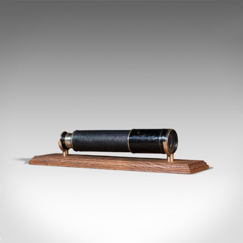 fig 1. Antique Three Draw Telescope, English, Brass, Terrestrial, Ross, Edwardian, 1910