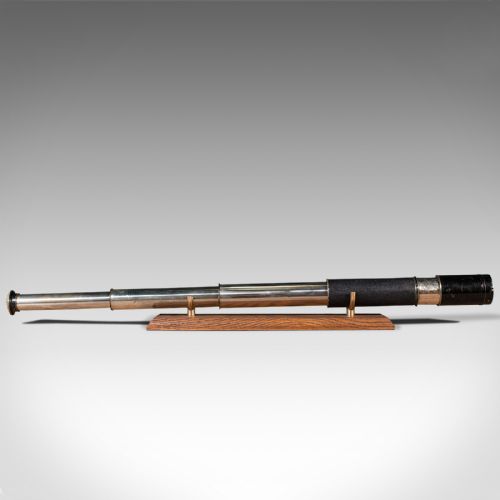 fig 2. Antique Three Draw Telescope, English, Brass, Terrestrial, Ross, Edwardian, 1910
