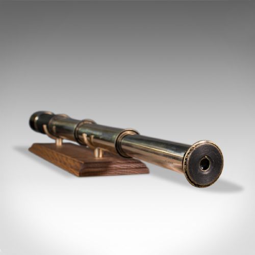fig 6. Antique Three Draw Telescope, English, Brass, Terrestrial, Ross, Edwardian, 1910