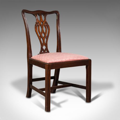 fig 1. 8 Antique Chippendale Revival Chairs, English, Mahogany, Dining Seat, Victorian
