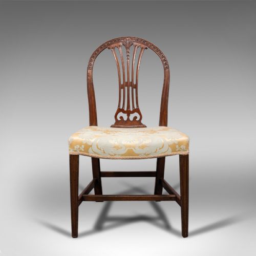 fig 1. Pair Of, Antique Hepplewhite Revival Side Chairs, English, Seat, Victorian, 1890