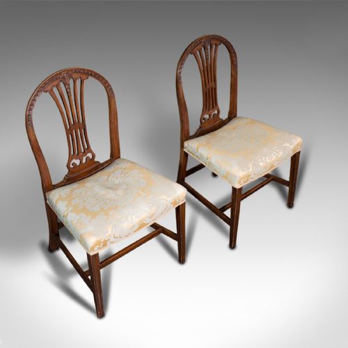 fig 5. Pair Of, Antique Hepplewhite Revival Side Chairs, English, Seat, Victorian, 1890
