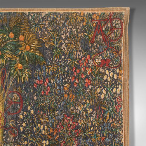 fig 4. Antique Decorative Tapestry, French, Needlepoint, Wall Covering, Unicorn, C.1920