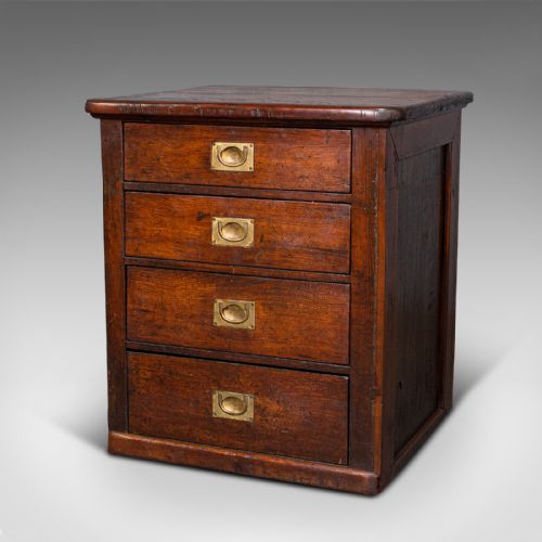 ANTIQUE CAMPAIGN CHEST OF DRAWERS ENGLISH PITCH PINE SHOP RETAIL VICTORIAN - ADDITIONAL PHOTO 2
