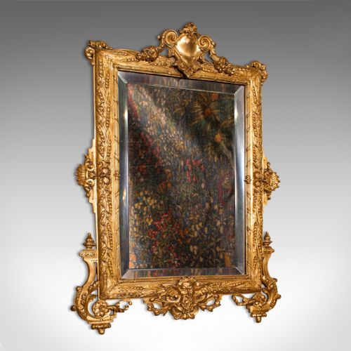 Small Antique Wall Mirror, Italian, Gilt Metal, Decorative, Victorian, C.1900