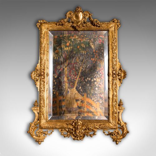 fig 1. Small Antique Wall Mirror, Italian, Gilt Metal, Decorative, Victorian, C.1900