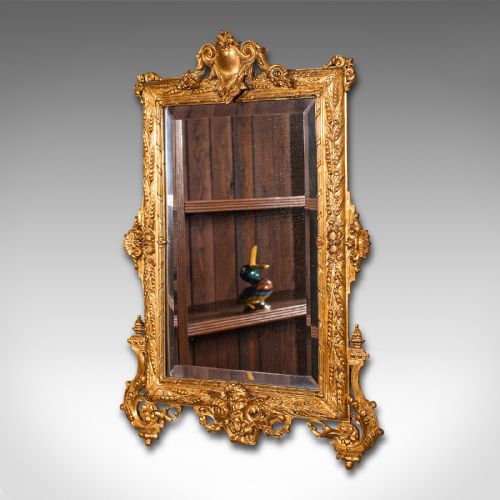 fig 2. Small Antique Wall Mirror, Italian, Gilt Metal, Decorative, Victorian, C.1900