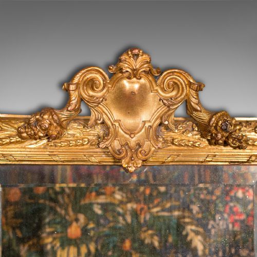 fig 4. Small Antique Wall Mirror, Italian, Gilt Metal, Decorative, Victorian, C.1900