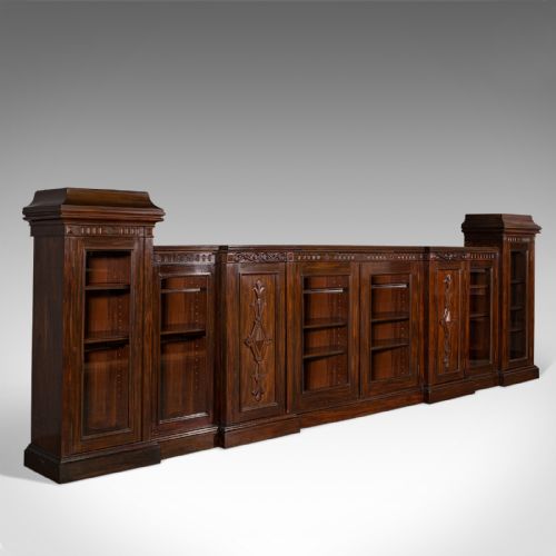 Huge, 15 Foot Antique Glazed Bookcase, English, Mahogany, Victorian, Circa 1880