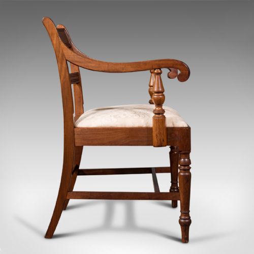 fig 3. Set of 4, Antique Dining Chairs, English, Mahogany, Pair Of Carvers, Regency