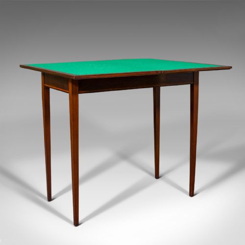 Antique Fold Over Card Table, English, Mahogany, Games, Occasional, Edwardian