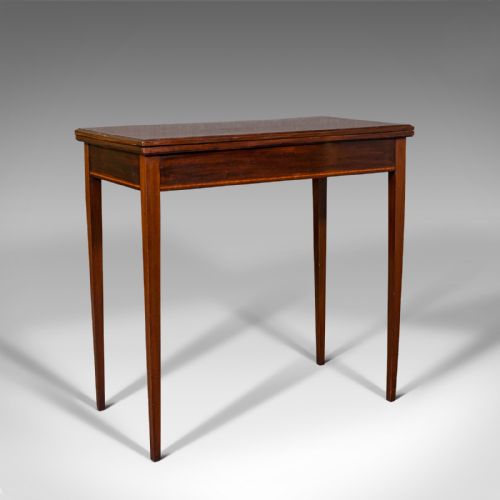 fig 1. Antique Fold Over Card Table, English, Mahogany, Games, Occasional, Edwardian