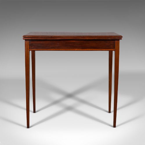 fig 2. Antique Fold Over Card Table, English, Mahogany, Games, Occasional, Edwardian