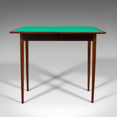 fig 3. Antique Fold Over Card Table, English, Mahogany, Games, Occasional, Edwardian