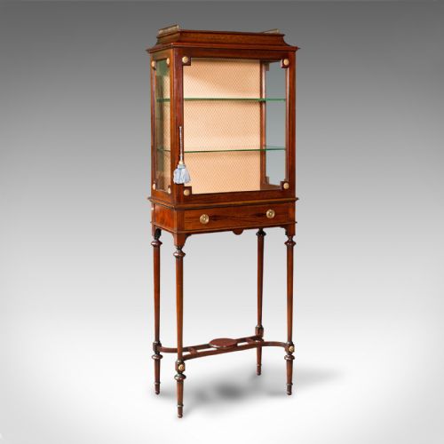 Antique Raised Pier Cabinet, English, Mahogany, Display Case, Edwardian, C.1910