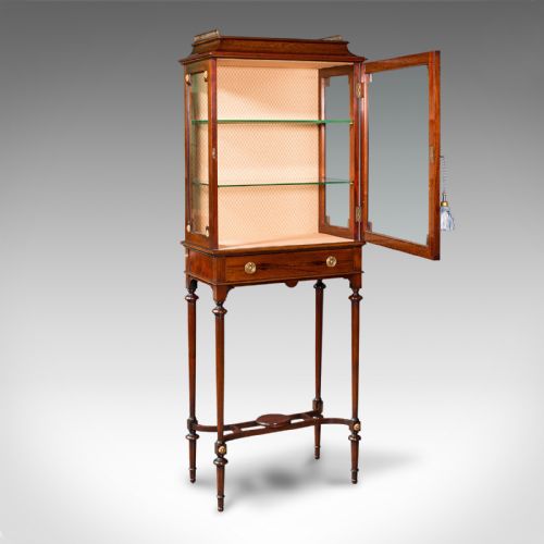 fig 1. Antique Raised Pier Cabinet, English, Mahogany, Display Case, Edwardian, C.1910