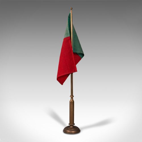 fig 2. Antique Diplomat's Desk Flag, Continental, Brass, Portuguese, circa 1920