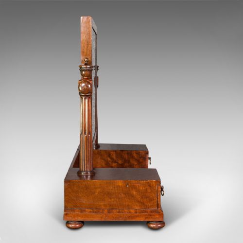 fig 2. Antique Dressing Mirror, English, Mahogany, Boudoir, Pedestal Base, Victorian